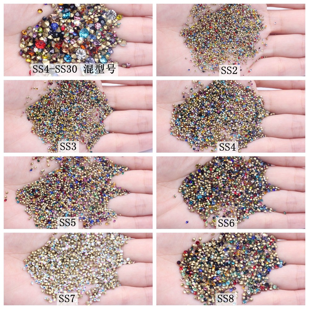 雪蛋白闪钻水晶玻璃尖底钻 ss2 1.1mm 1440颗 14切面饰品配件详情图1