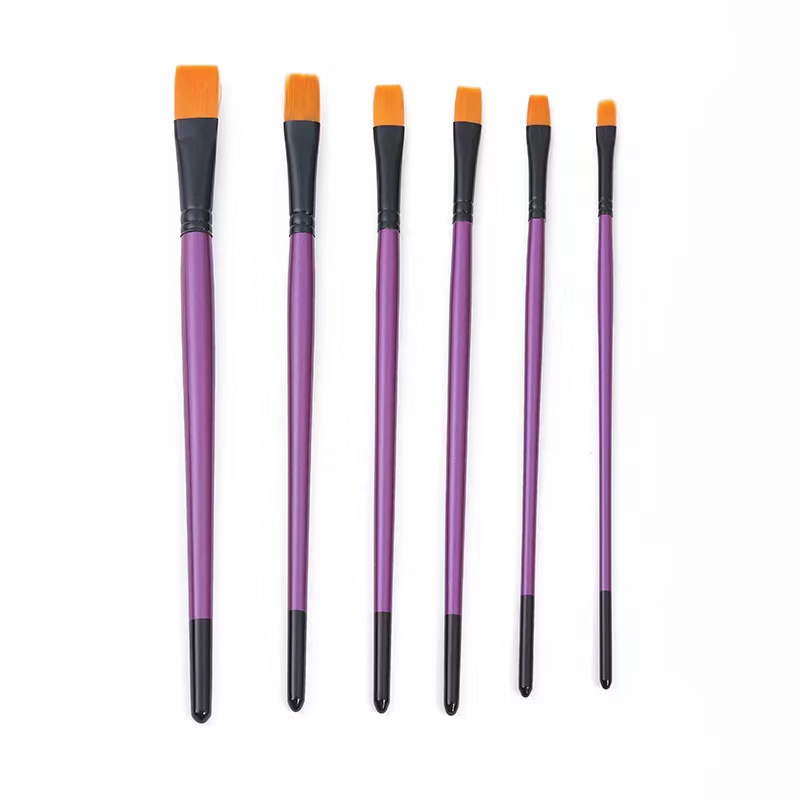 厂家直销，6支装紫罗兰丙烯水彩油画笔，尼龙毛画笔套装详情图8