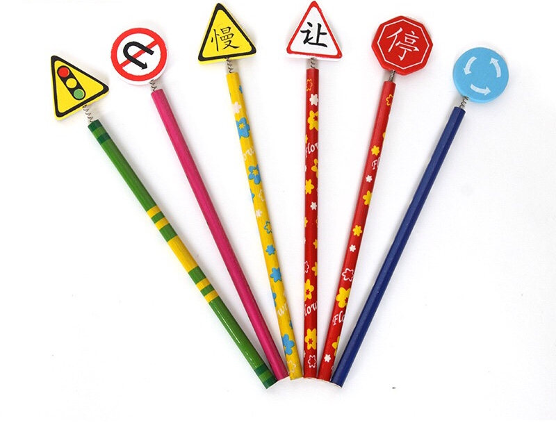 木质环保铅笔 创意交通标志铅笔 文具礼品可定制