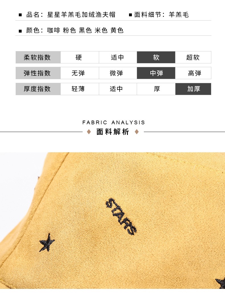 A double-sided fisherman's hat for girls in autumn and winter, a Korean-style trendy Instagram versatile lambskin warm hat, a cute and fashionable basin hat for students, and a plush parent-child hat detail image 5