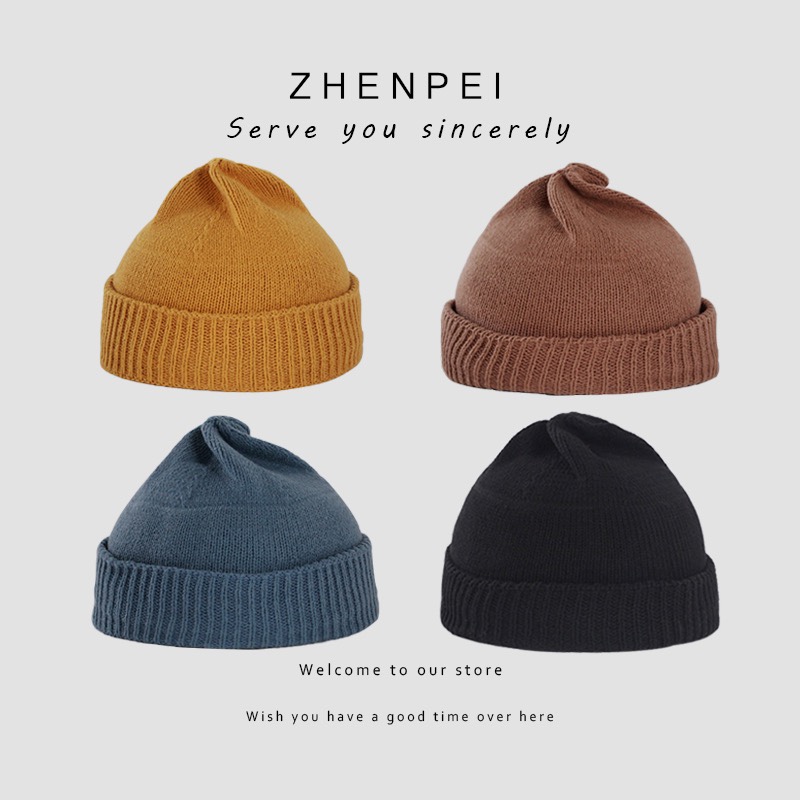 New Japanese-style knitted landlord hats for autumn and winter, couple's same style street hip-hop hats, warm melon rind hats available in multiple colors undefined