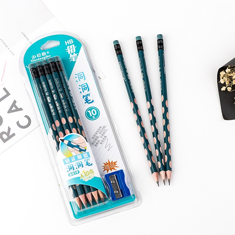 Yiwu Quality HB Hole pencils, non-toxic triangular rods, children's blister packs, student posture correction factory wholesale HJ-8819 detail image 6