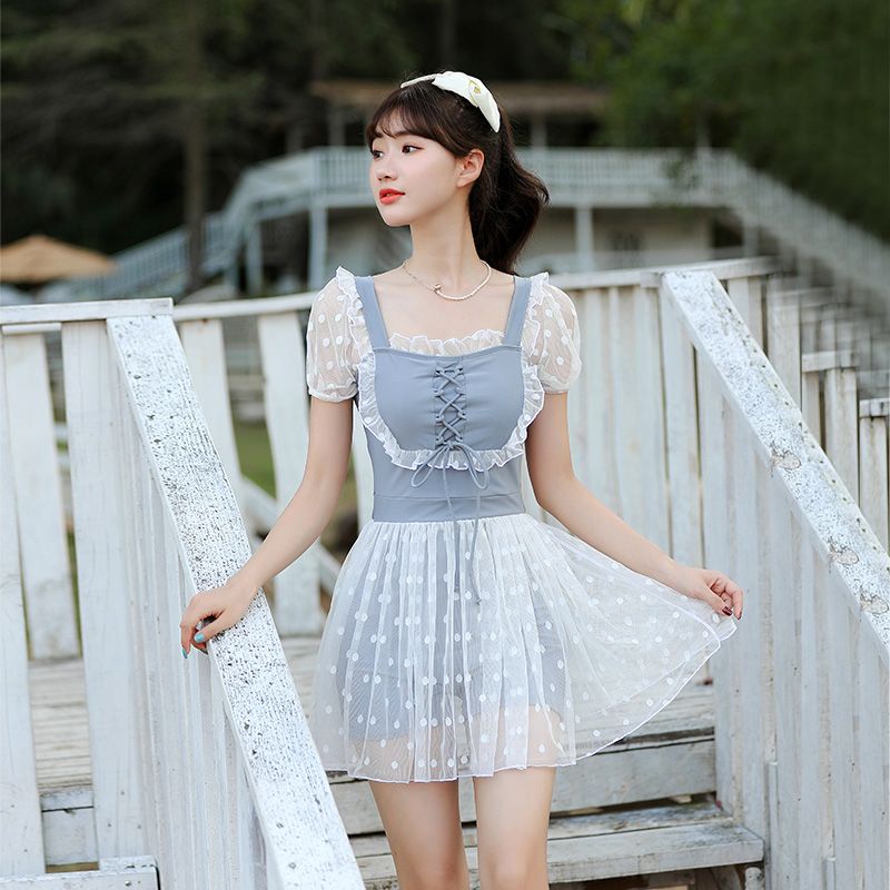 泡温泉连体泳衣女保守显瘦遮肚平角学生2020新款裙式聚拢遮肉泳装