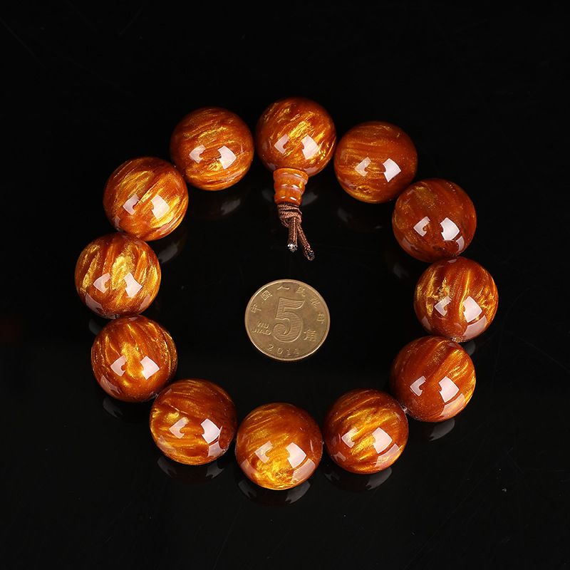 Golden Silk Sea Willow Buddhist prayer beads cultural play bracelets for men, popular items at street stalls and night markets, tourist attraction prayer beads Taobao gifts Specification image