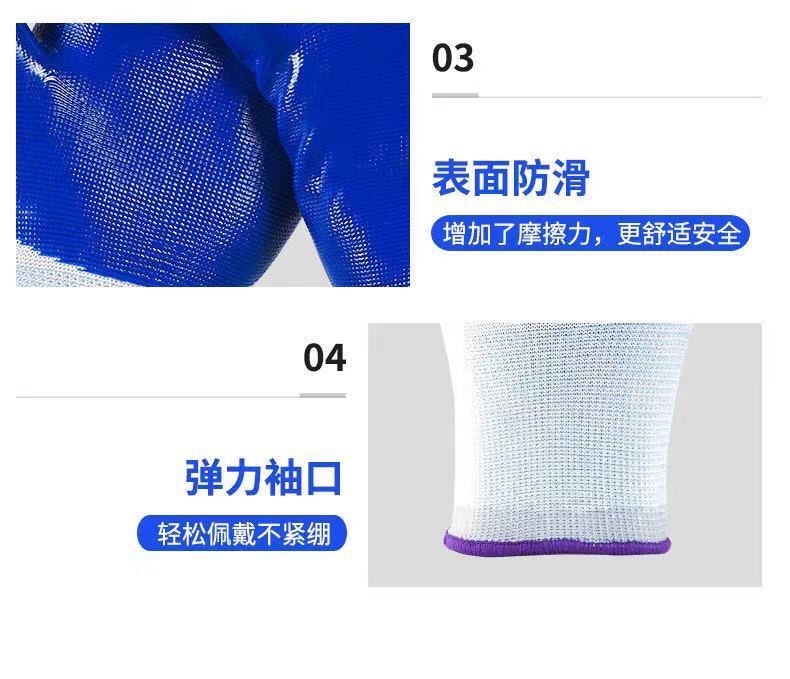 Dingqing gloves for labor protection, work handling, impregnated with adhesive tape, labor gloves, plastic anti-slip rubber-coated gloves, free shipping detail image 3