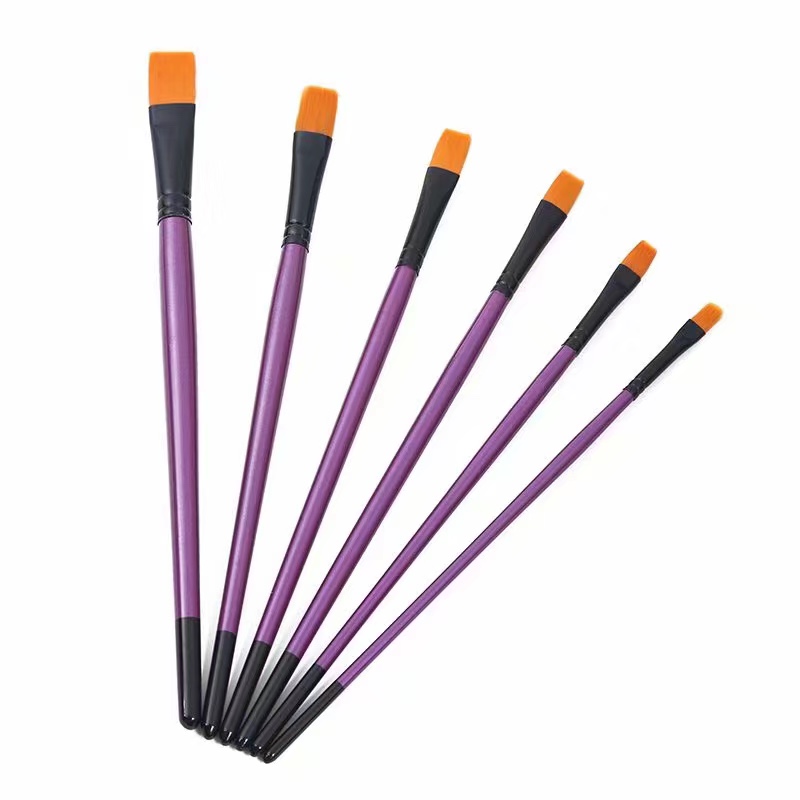 厂家直销，6支装紫罗兰丙烯水彩油画笔，尼龙毛画笔套装详情图7