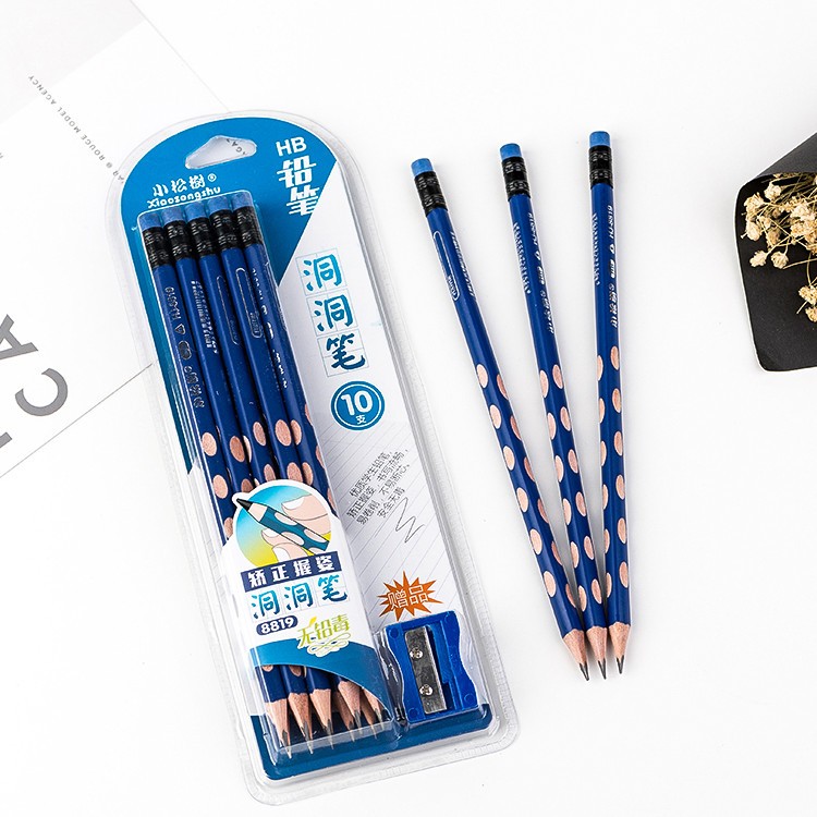Yiwu Quality HB Hole pencils, non-toxic triangular rods, children's blister packs, student posture correction factory wholesale HJ-8819 detail image 5