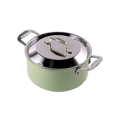 High-quality stainless steel pot, light green cookware, enamel pot, glass lid, snow flat pot, multi-functional kitchen stewing pot