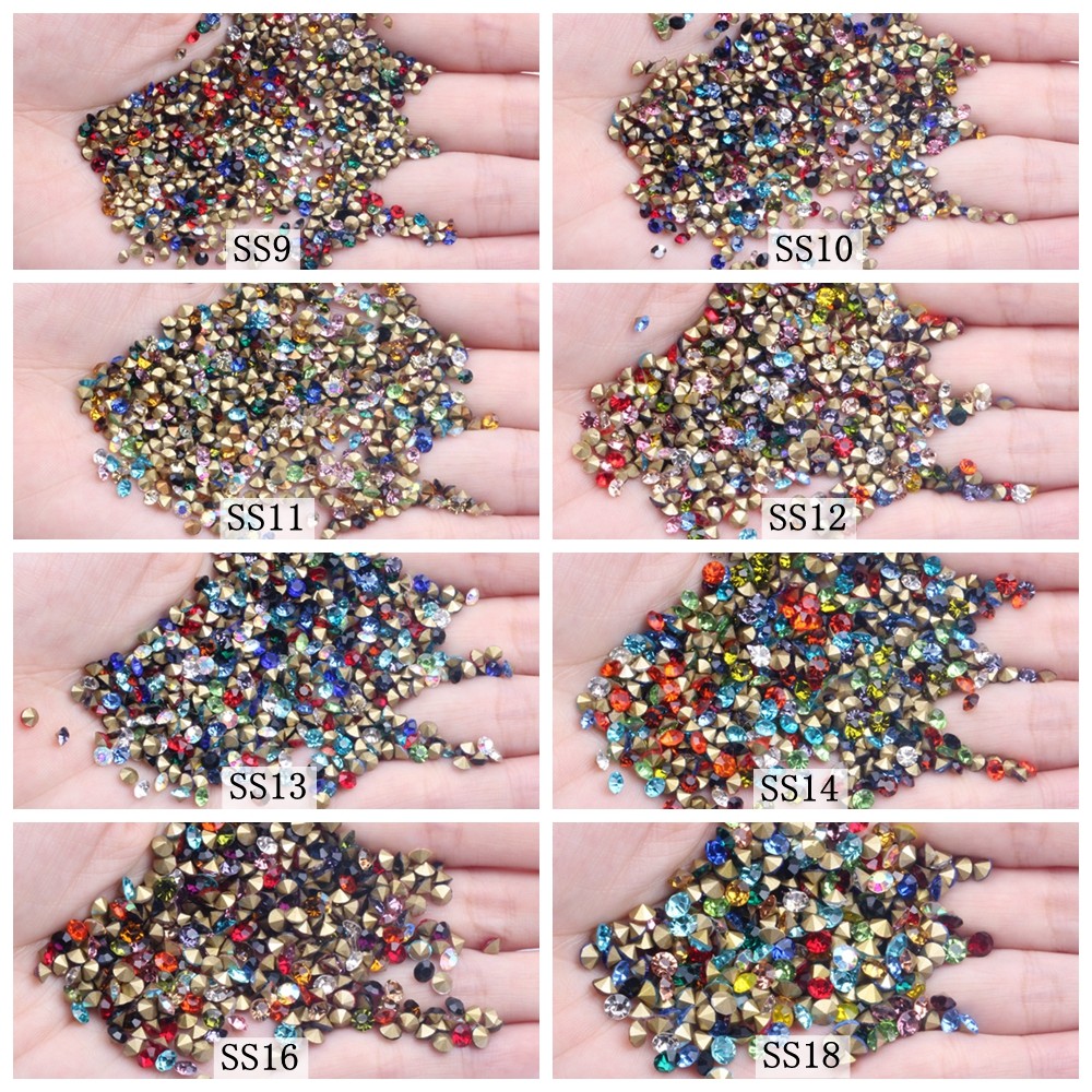 雪蛋白闪钻水晶玻璃尖底钻 ss2 1.1mm 1440颗 14切面饰品配件详情图2