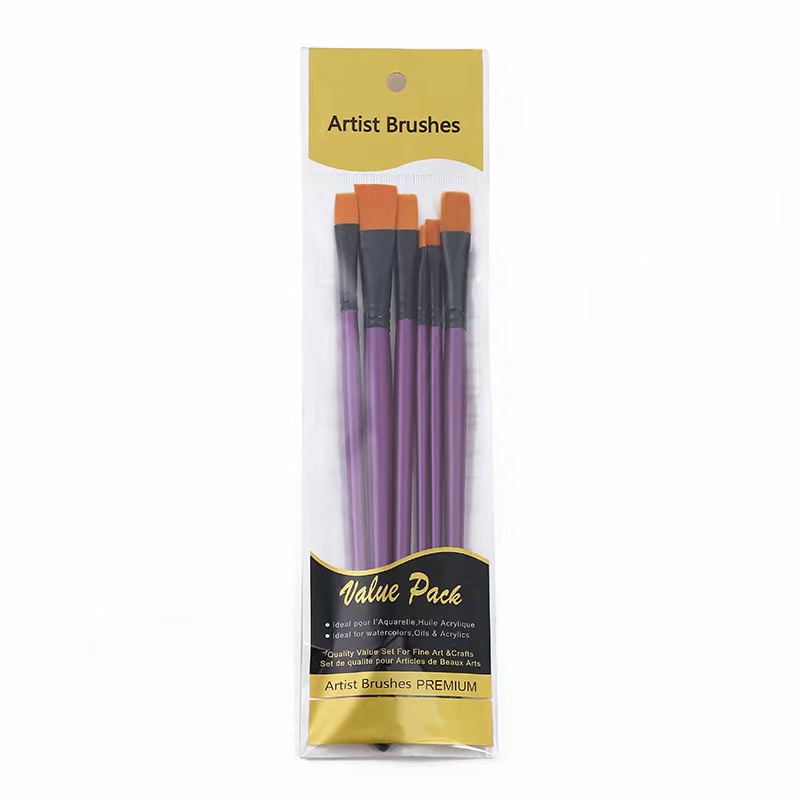 厂家直销，6支装紫罗兰丙烯水彩油画笔，尼龙毛画笔套装细节图