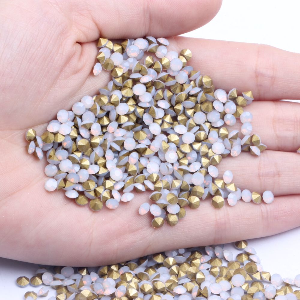 雪蛋白闪钻水晶玻璃尖底钻 ss2 1.1mm 1440颗 14切面饰品配件