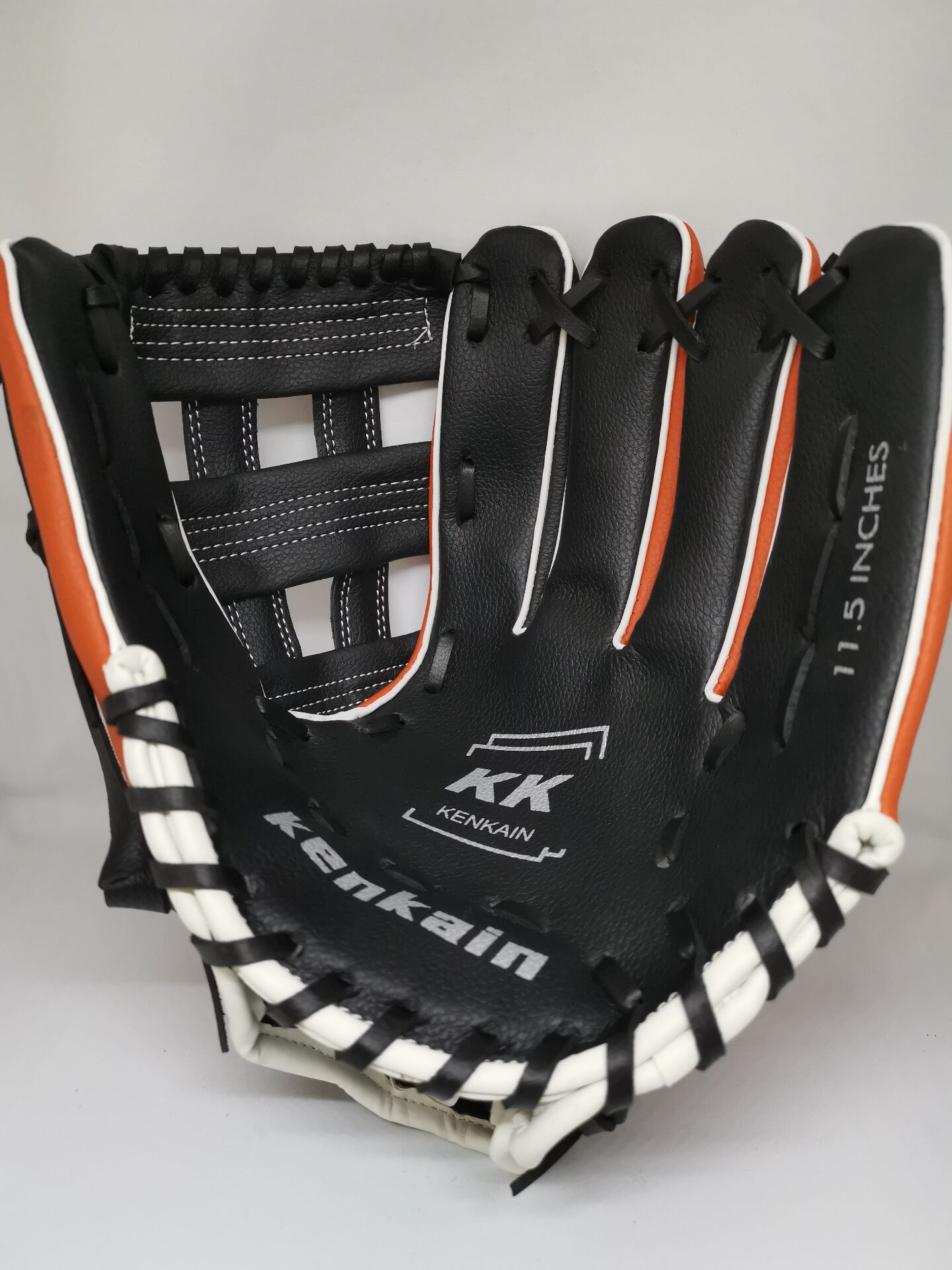 Baseball glove high-grade environmental protection PVC orange + black game practice commonly used sizes are full of resistance to fighting and wear thumbnail