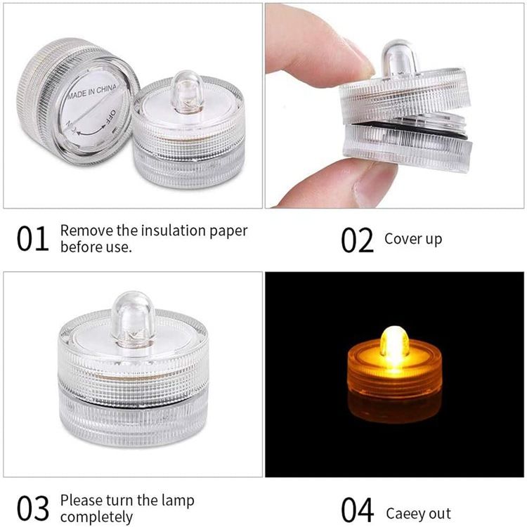 LED tea light knob switch RGB waterproof candle light Diving tea wax lamp decorative vase flower lamp