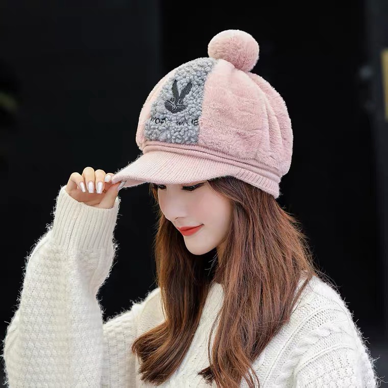 This is a cute and versatile Japanese style cap with thick and warm Korean-style plush baseball cap and octagonal cap, which are popular in autumn and winter detail image 5