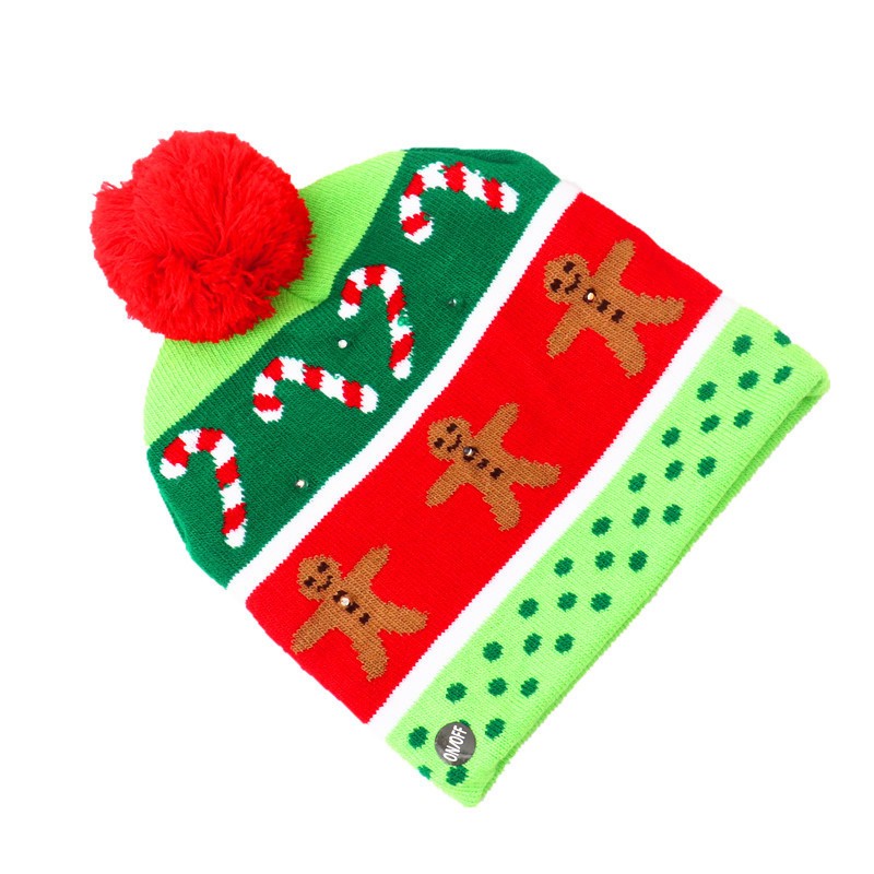 针织led发光圣诞帽 成人儿童通用款七彩发光针织毛线圣诞帽装饰品详情图19