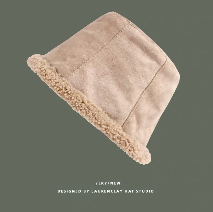 Japanese style women's autumn and winter new double-sided fisherman's hat, thickened suede warm solid color basin hat, lambskin bucket hat Application Scenario