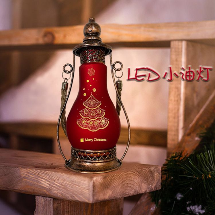 Led new cross-border oil lamp Christmas decoration oil lamp hotel family party decoration LED craft ornaments