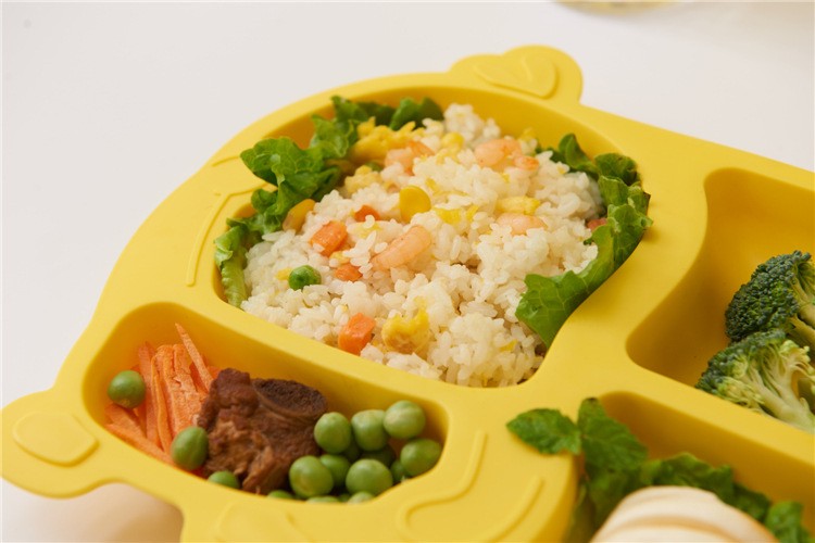家用小黄鸭儿童餐具套装可爱卡通分格耐摔餐盘叉勺组合装详情图2
