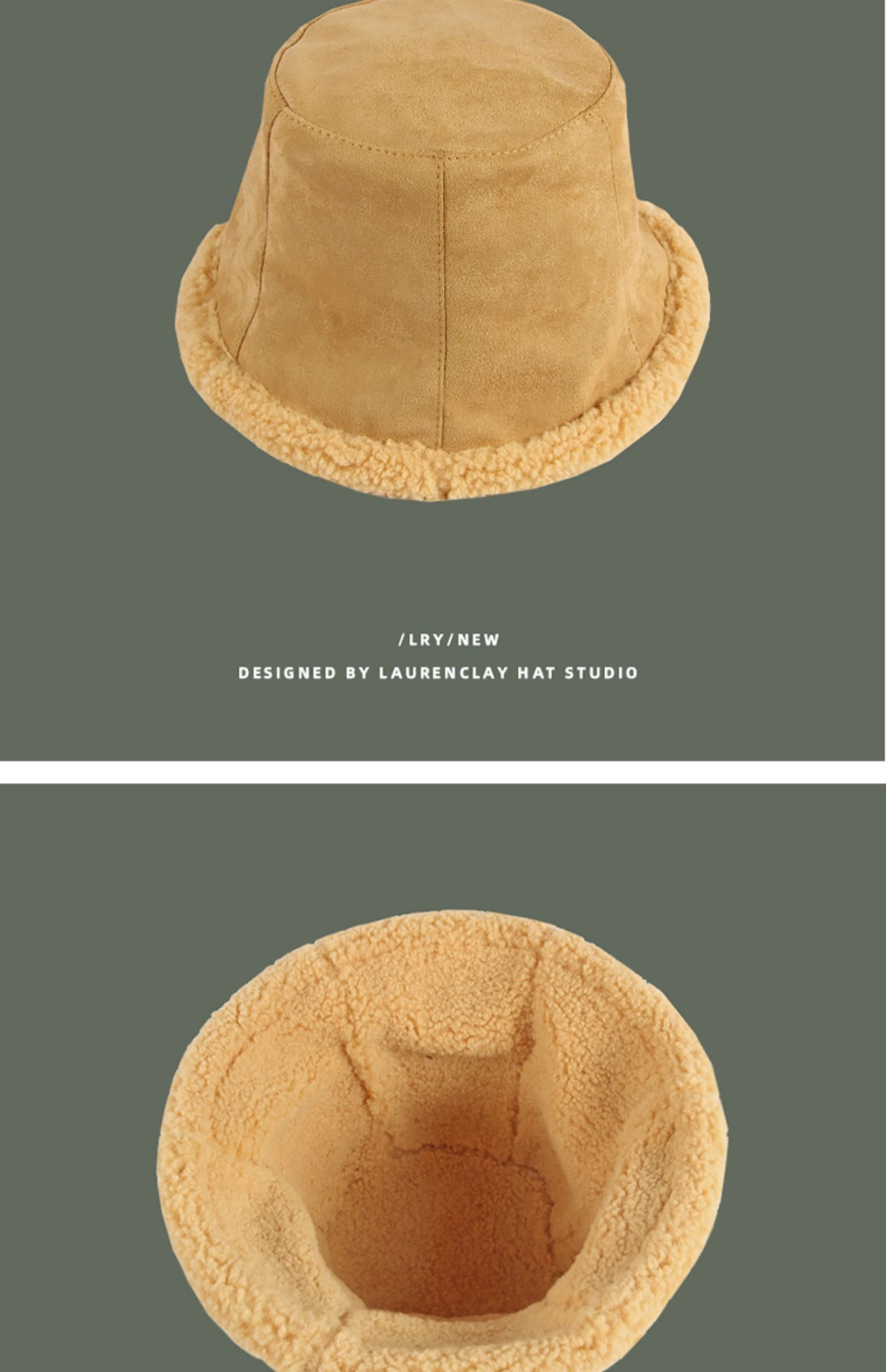Japanese style women's autumn and winter new double-sided fisherman's hat, thickened suede warm solid color basin hat, lambskin bucket hat detail image 8