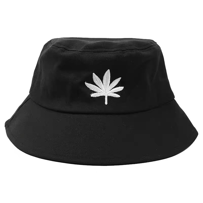 Spring and summer cotton, maple leaf embroidered fisherman's hat for women, a trendy and youthful style for both men and women details Picture