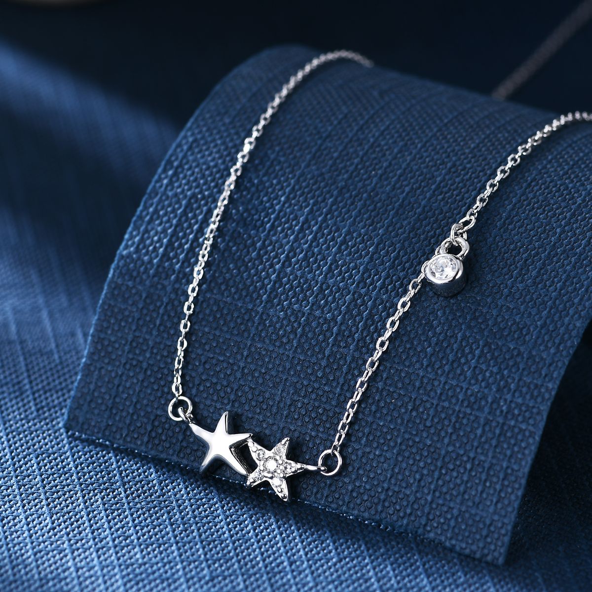 Anton Head Wolf S925 sterling silver Double five-star women's necklace, free shipping for orders starting from one piece
