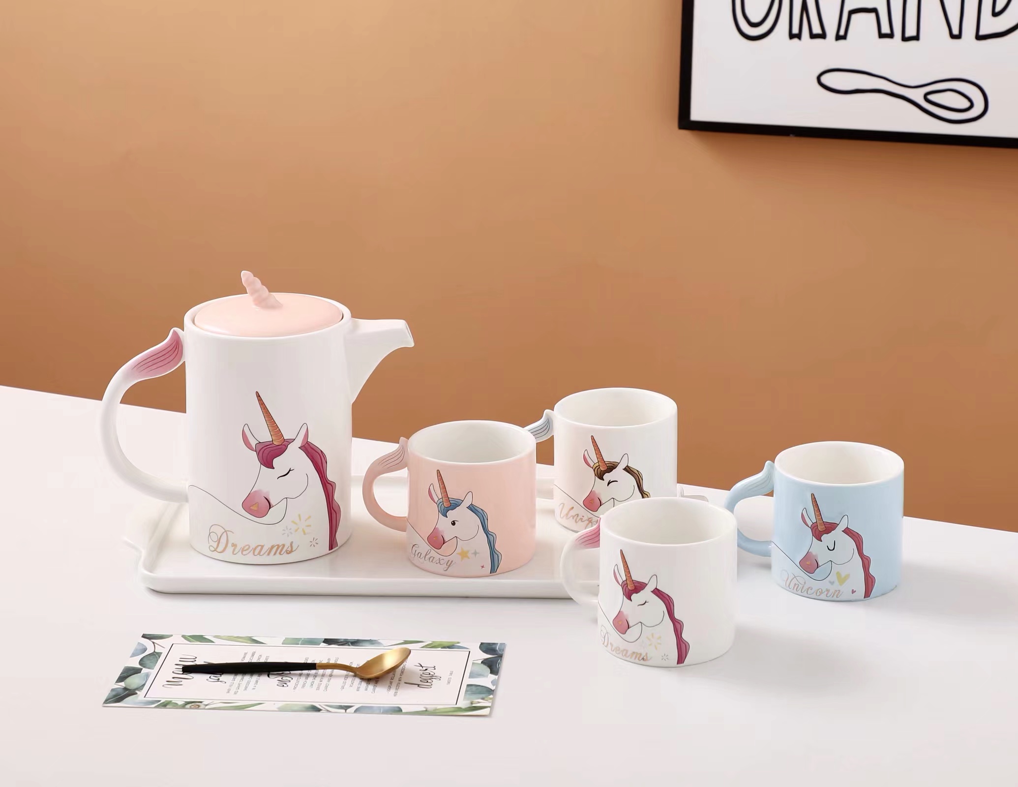 创意独角兽🦄️陶瓷水具产品图