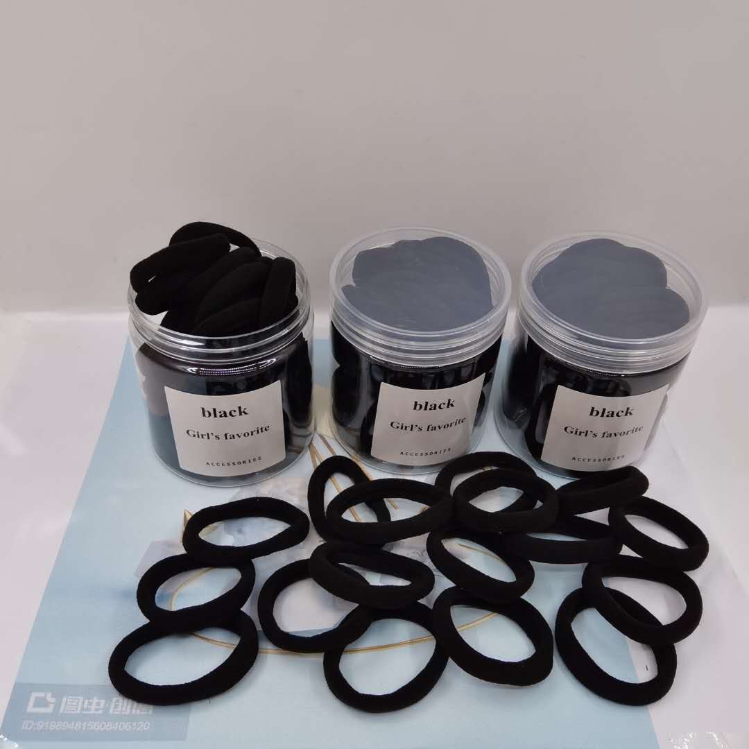 A medium-sized black towel ring set of 150 pieces, a Korean version of the popular and cute style, with high elasticity and no damage to hair detail image 3