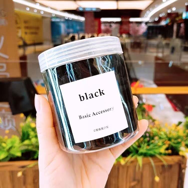 A medium-sized black towel ring set of 150 pieces, a Korean version of the popular and cute style, with high elasticity and no damage to hair detail image 1