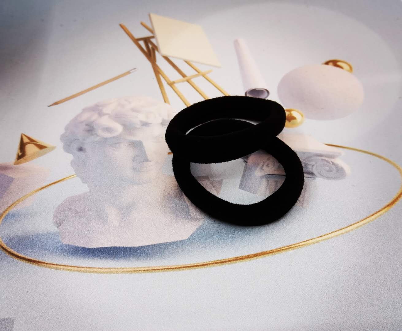 A medium-sized black towel ring set of 150 pieces, a Korean version of the popular and cute style, with high elasticity and no damage to hair detail image 5