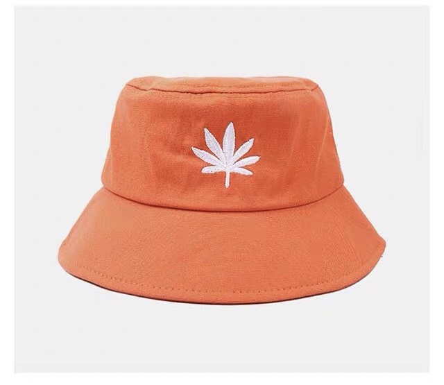 Spring and summer cotton, maple leaf embroidered fisherman's hat for women, a trendy and youthful style for both men and women undefined