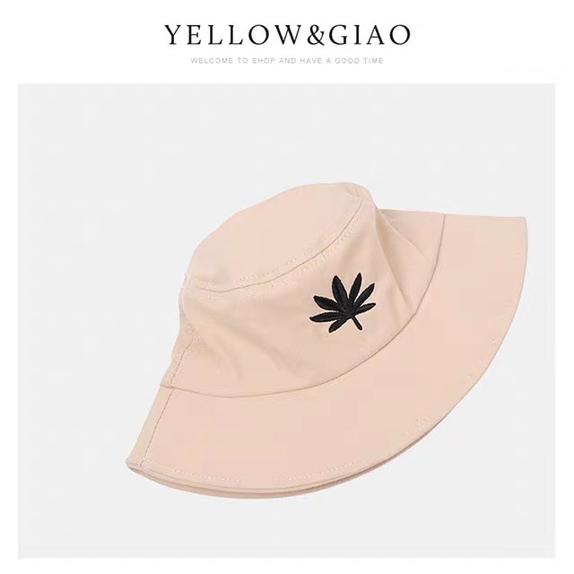 Spring and summer cotton, maple leaf embroidered fisherman's hat for women, a trendy and youthful style for both men and women Specification image