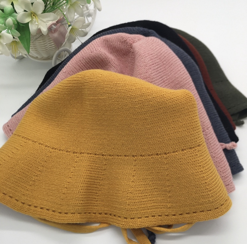 Cashmere drawstring fisherman's hat for women, autumn and winter, Korean style, trendy, Japanese style, cute and face-enhancing, small knitted, fresh and simple, French small brim basin hat undefined