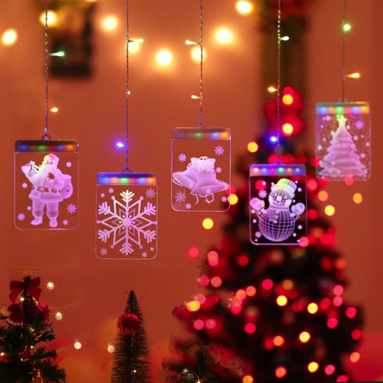 Christmas decoration lights Acrylic 3D shaped hanging lights Santa Claus window lights LED decorative lights