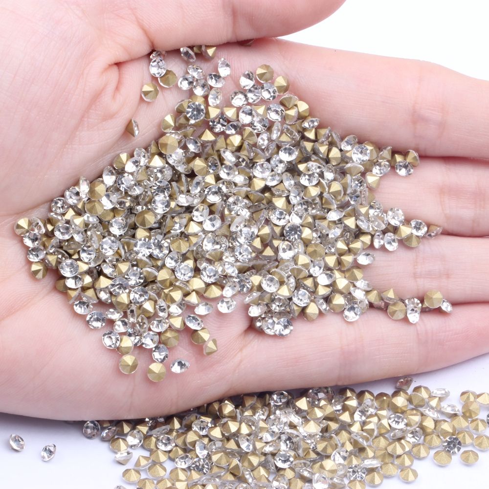 白色闪钻水晶玻璃尖底钻 ss3 1.3mm 1440颗 14切面饰品配件图