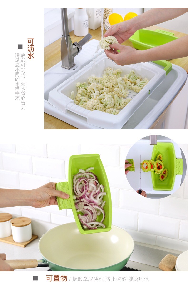 新款创意家用可伸缩沥水式塑料菜板多功能宿舍切水果塑料厨房案板详情6