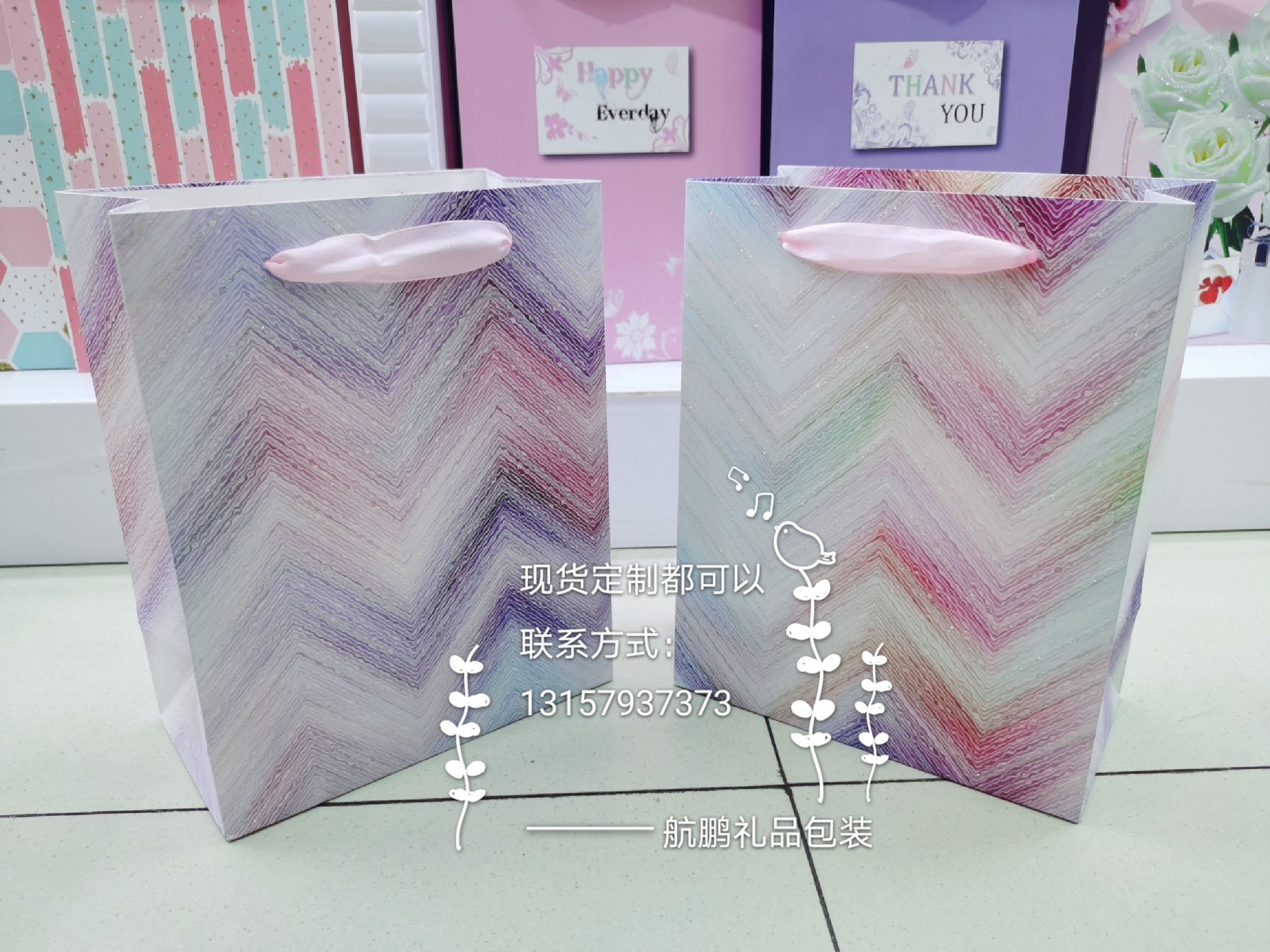New in-stock gradient color handbags, Korean style InS-style paper bags, powder-coated gift packaging bags, high-end gift bags detail image 8