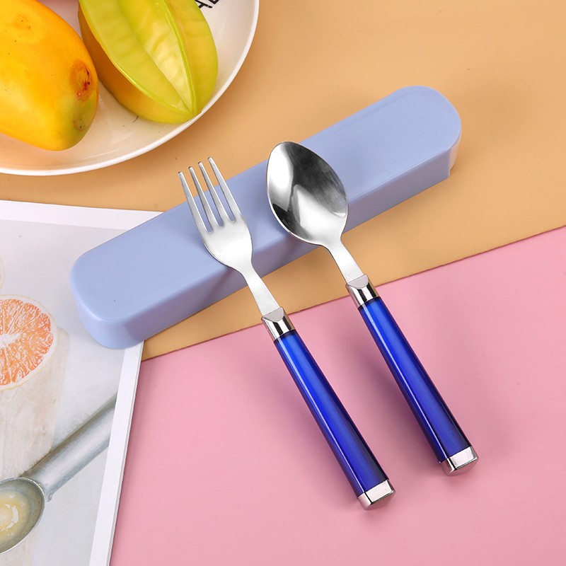 Portable Tableware Stainless Steel Spoon Fork Chopsticks Knife 3-Piece Student Tableware Set Travel Set full figure