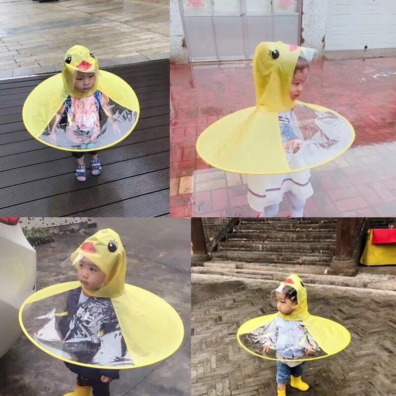 抖音同款小黄鸭雨衣 幼儿园雨伞帽 防水透明详情4