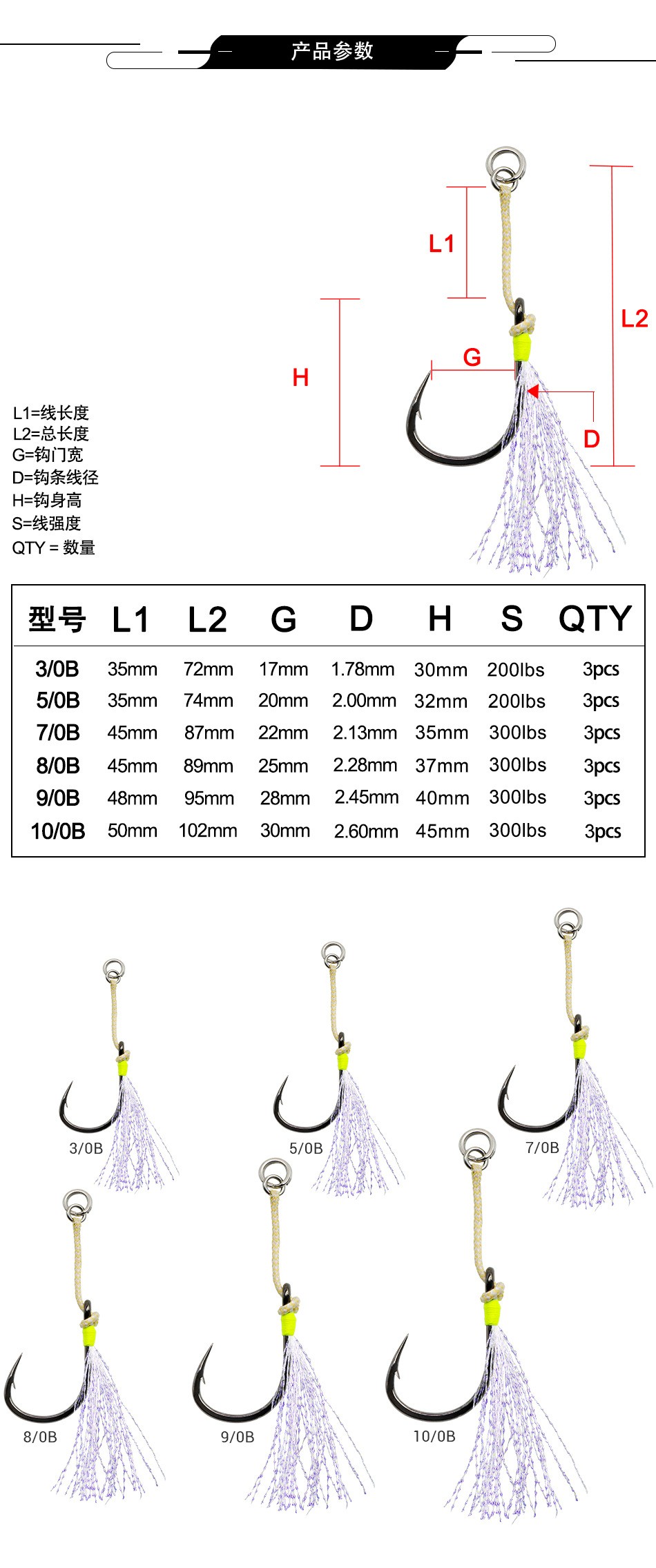 JK Slow-rocking luminous iron plate hook, deep-sea boat fishing tie hook, fluorescent feather colored wire single hook, anti-bite lure, lead fishing hook detail image 2