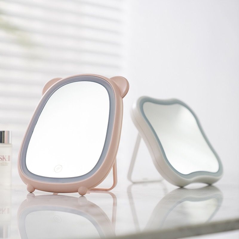 LED化妆镜桌面带灯补光镜台式USB通电公主镜高端便携式折叠梳妆镜详情图1
