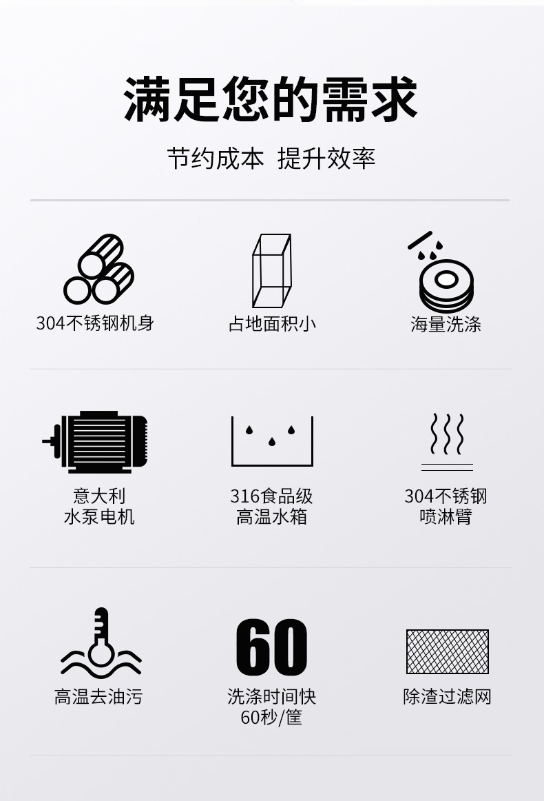 揭盖式商用洗碗机全自动餐饮设备西餐厅酒吧饭店一体式刷碗机650*700*1340/1850mm详情图4