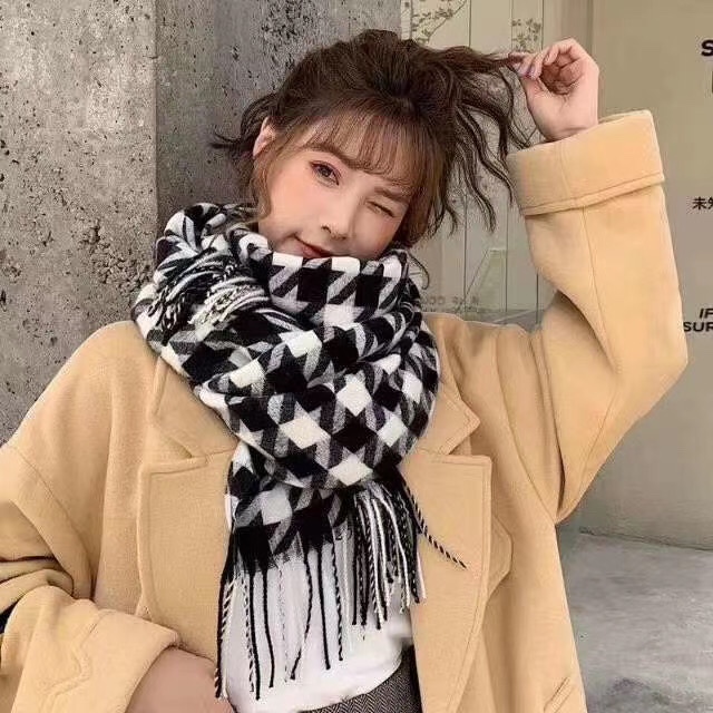 Fashion British plaid scarf women winter versatile thousands of birds square students long male neck scarf off the edge of the warm shawl thumbnail