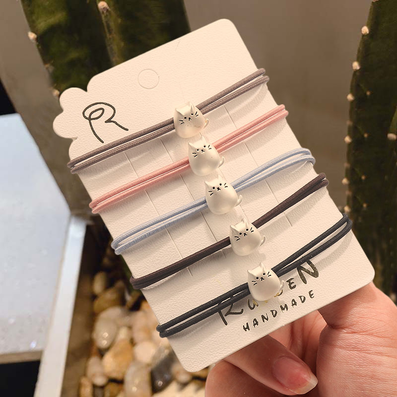 Tie a cute tie cat rubber band hair ring Mori girl couple small rubber band as a gift for her boyfriend thumbnail