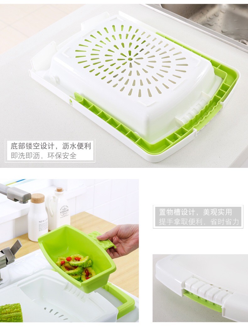 新款创意家用可伸缩沥水式塑料菜板多功能宿舍切水果塑料厨房案板详情11