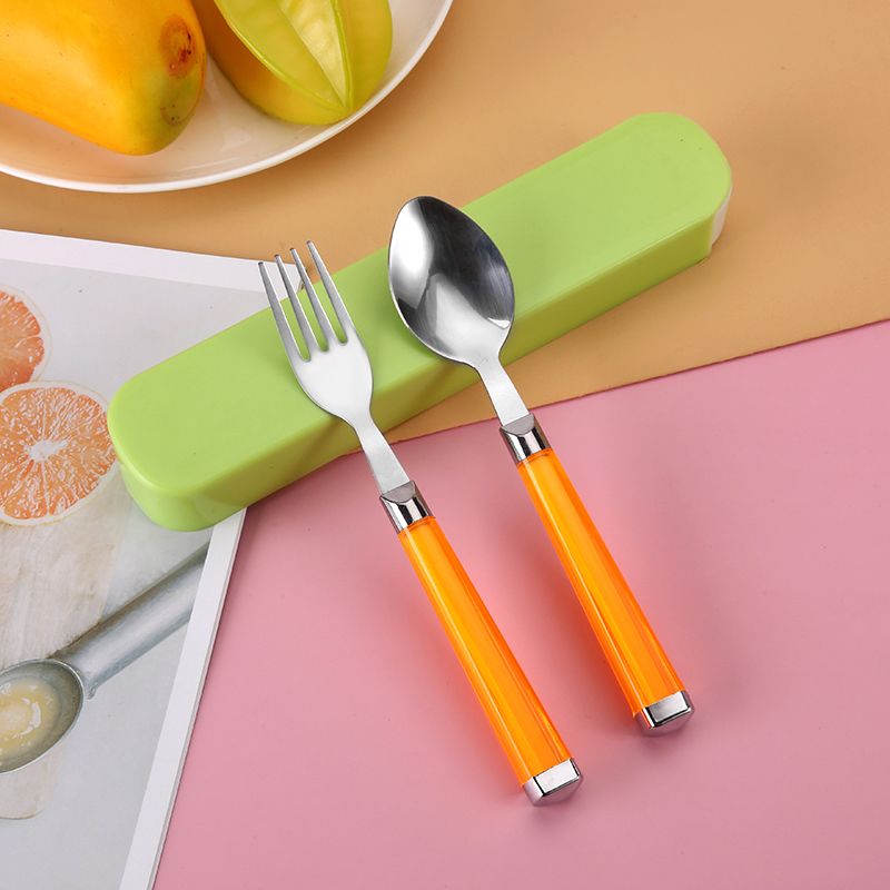 Portable Tableware Stainless Steel Spoon Fork Chopsticks Knife 3-Piece Student Tableware Set Travel Set Item Picture