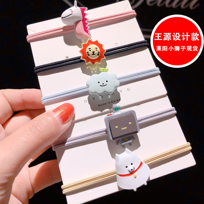 Wang Yuan with the same head rope Laiyang doll hair ring lovely girl heart rubber band to send boyfriend small leather bracelet dual use thumbnail