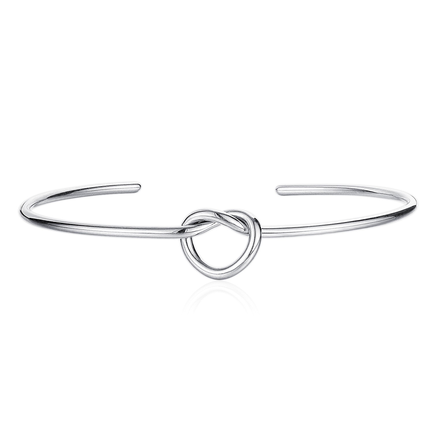 Hot-selling fashionable Instagram niche design knotted heart-shaped titanium steel bracelet for women, simple and versatile open bracelet detail image 2