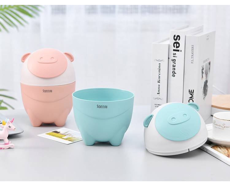 Creative cartoon cute pig desktop trash can, push-type large-capacity multi-functional compact classified trash can detail image 14