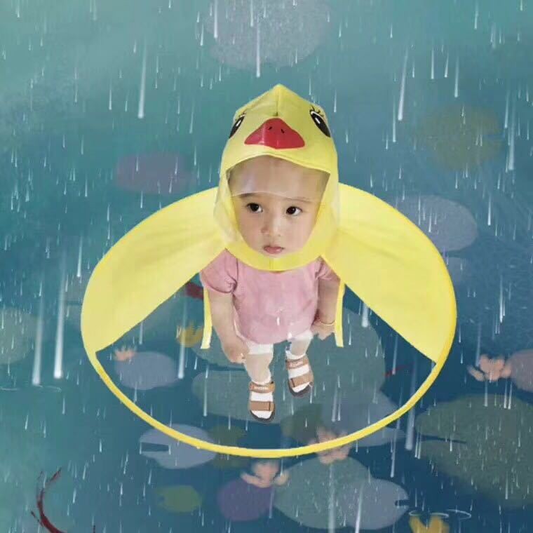 抖音同款小黄鸭雨衣 幼儿园雨伞帽 防水透明详情2