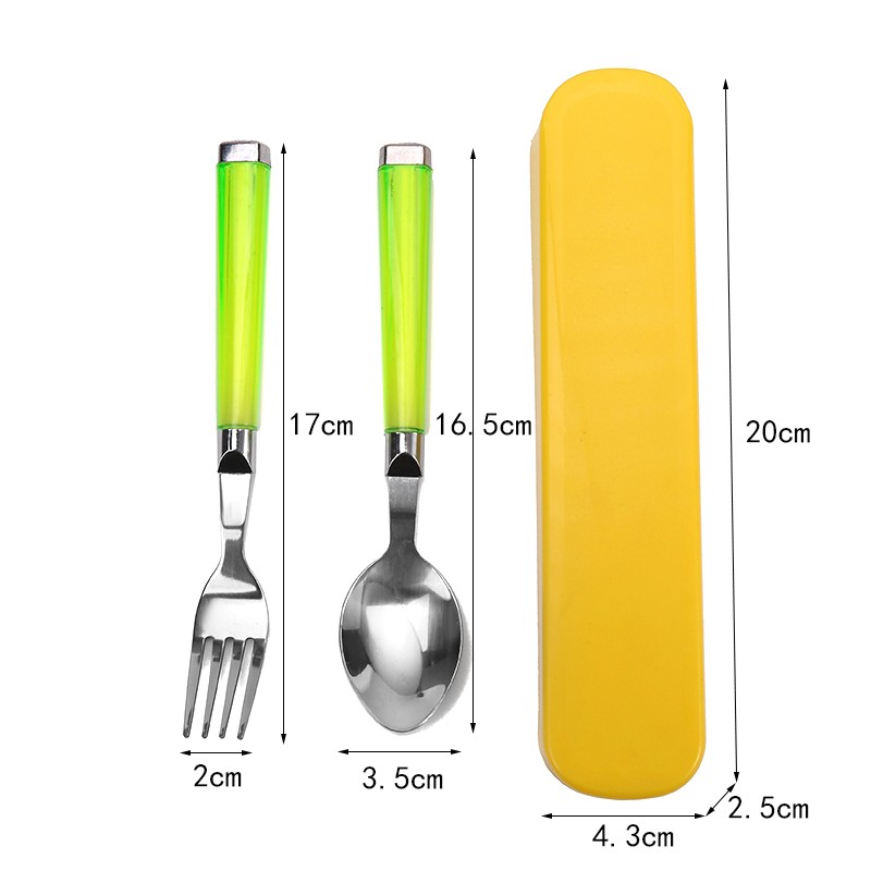 Portable Tableware Stainless Steel Spoon Fork Chopsticks Knife 3-Piece Student Tableware Set Travel Set Specification drawing